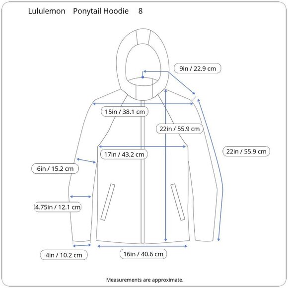 Lululemon Blue White Black Track Jacket Hood Ponytail Hole Thumbholes Pockets 8 - Picture 14 of 15